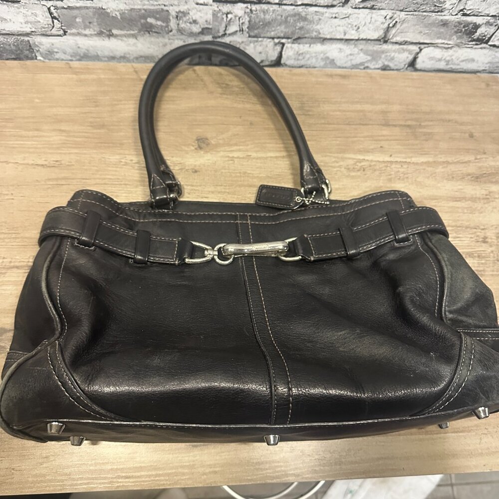 EUC Vintage Leather Coach Shoulder Bag Black - Picture 2 of 16